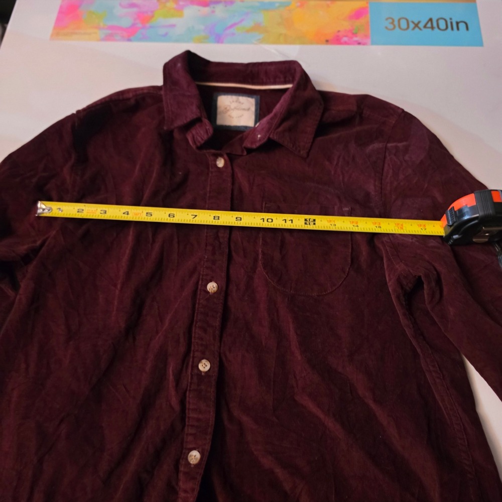 Jachs Girlfriend Mens Burgundy Corduroy Button Down Shirt Medium Long Sleeve - Picture 6 of 6